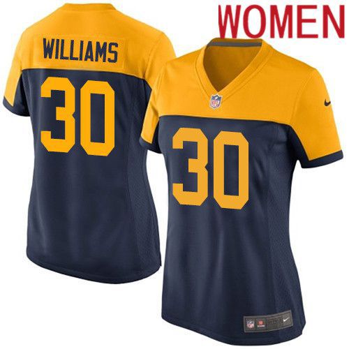 Women Green Bay Packers #30 Jamaal Williams Navy Blue Nike Alternate Game NFL Jersey->women nfl jersey->Women Jersey